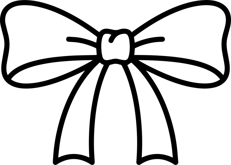Line art of a large ribbon bow with long tails