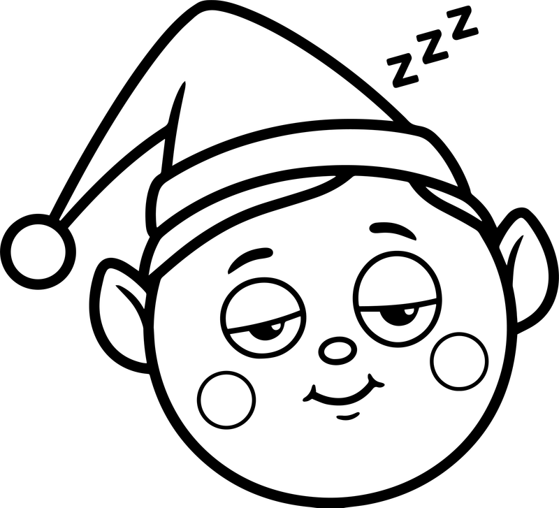 Line art of a sleepy elf face with Z letters above its head