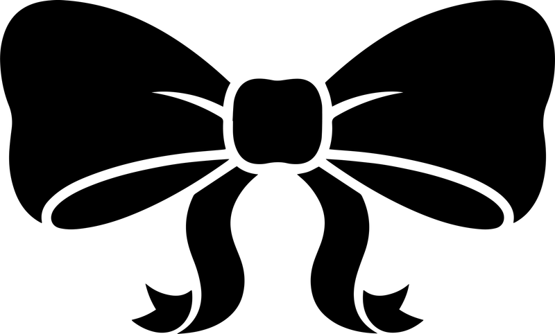 Black silhouette of a ribbon bow with two loops and notched tails