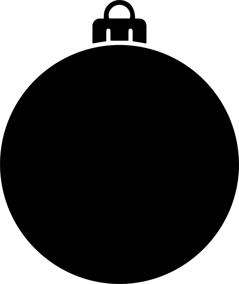 Black silhouette of a round Christmas ornament with a cap