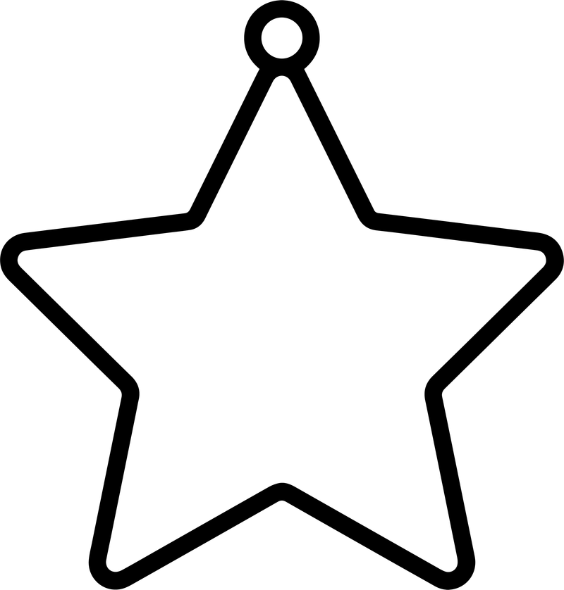 Line art of a five-point star ornament with a hanging ring