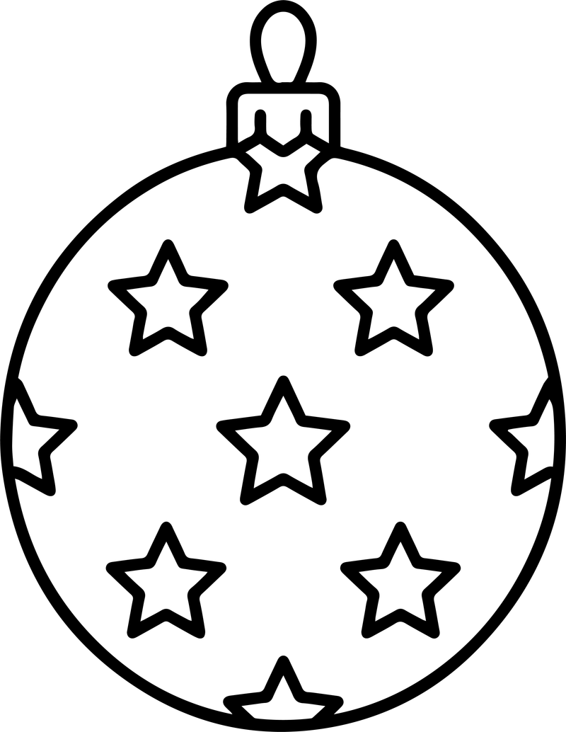 Line art of a round ornament covered in scattered stars
