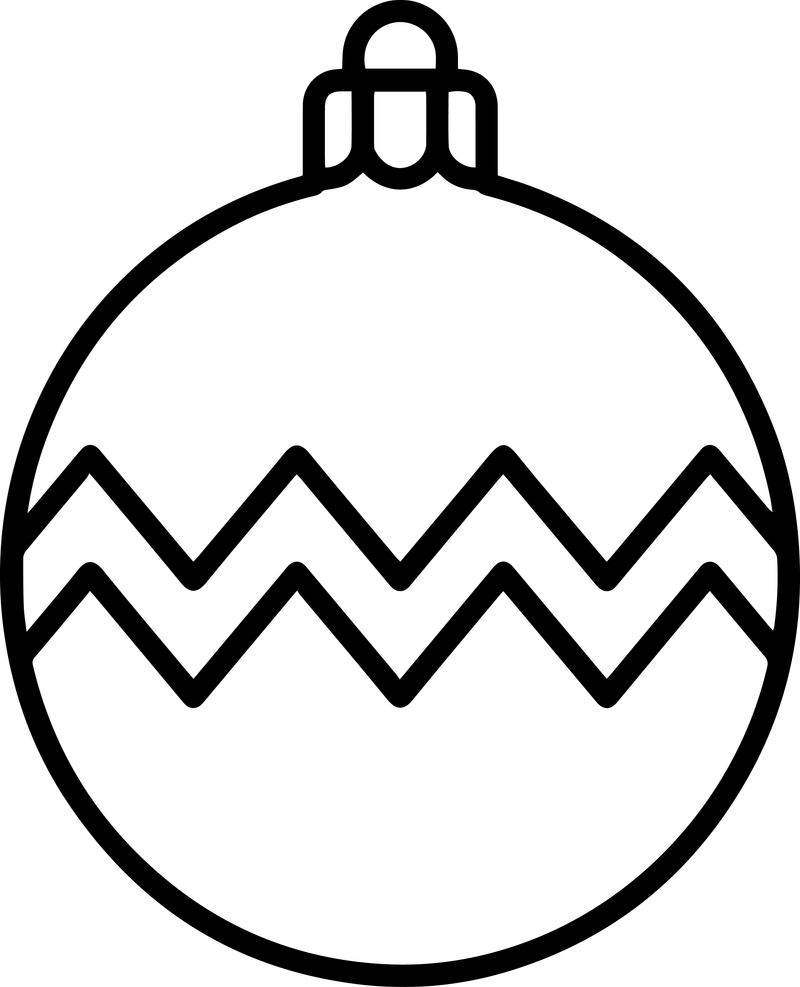 Line art of a round ornament with two zigzag bands